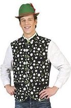Funny Fashion - Boeren Tirol & Oktoberfest Kostuum - Tiroler Vest Bloeiende Alpenwei Man - Groen, Zwart - Maat 48-50 - Bierfeest - Verkleedkleding
