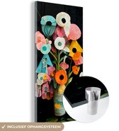 MuchoWow® Glasschilderij 60x120 cm - Schilderij acrylglas - Boeket - Vaas - Bloemen - Kleuren - Foto op glas - Schilderijen