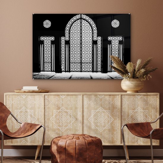 MuchoWow® Peinture sur verre 120x80 cm - Peinture sur verre acrylique - Architecture - Zwart - Wit - Motif - Photo sur verre - Peintures