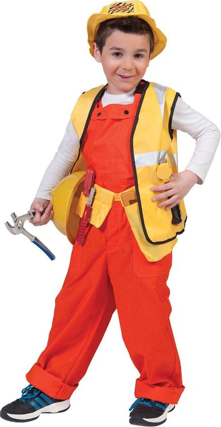 Bouwvakker & Trucker Kostuum | Oranje Kinder Werkmans Overall Oranje | Jongen | Maat 140 | Carnaval kostuum | Verkleedkleding