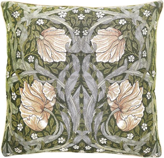 Kussenhoes - Kunst - Luxe gobelinstof - Pimpernel en Thyme - Groen - William Morris - 45 x 45 cm
