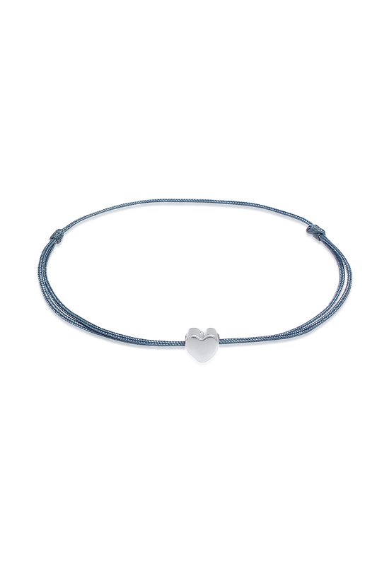 Elli Dames Armband Dames Hart hanger Elastisch Basis met Nylon Blauw in 925 sterling zilver