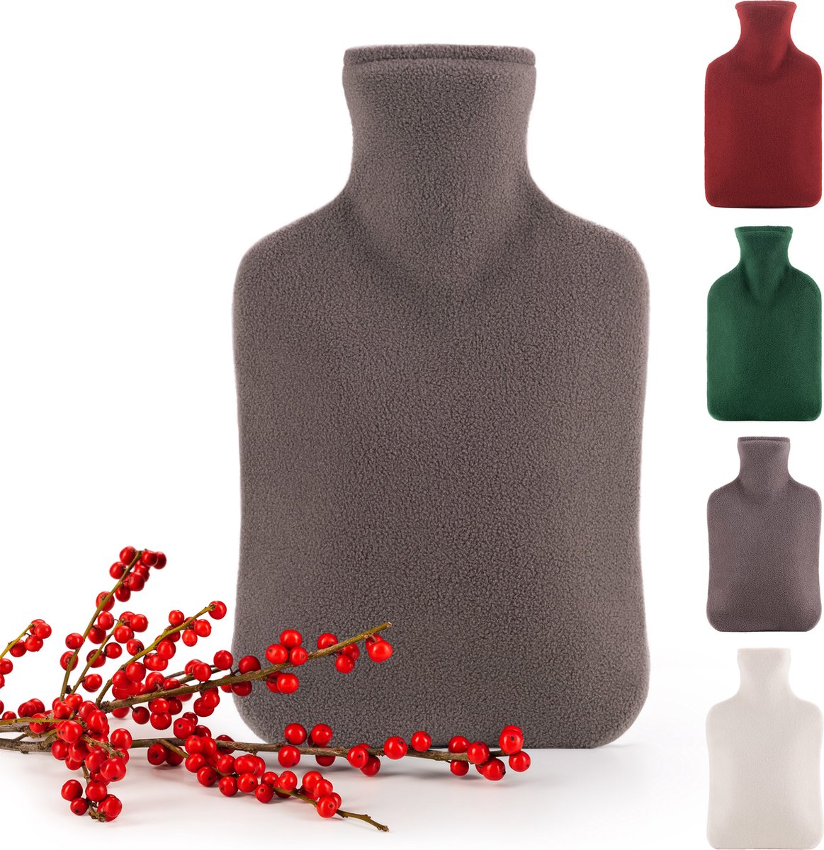 Goedkoopste Blumtal - Warmwaterkruik - Polar Fleece Cover - Lekvrije warmwaterkruik van natuurlijk rubber voor kinderen en volwassenen - grijs