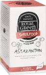 Doos met Royal Green Astaxanthine Superfood, 60 softgels. Gekweekt in een schone omgeving op Hawaii.