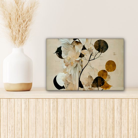 Canvas schilderij 30x20 cm - Wanddecoratie Bloemen - Bladeren - Boom - Pastel - Muurdecoratie woonkamer - Slaapkamer decoratie - Kamer accessoires - Schilderijen op canvas