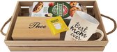 Theepakket Mama - Liptop Thee – Trader Joe's Cookies - Mok met lepel - Houten dienblad - Moederdag Cadeau