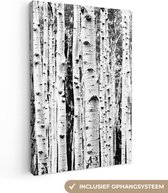 Canvas Schilderij Bomen - Hout - Zwart wit - Natuur - 80x120 cm - Wanddecoratie