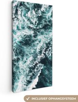 Canvas Schilderij Zee - Blauw - Natuur - Water - 40x80 cm - Wanddecoratie