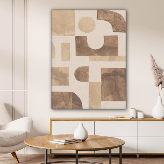 Tableau sur toile abstrait - Puzzle - Formes - Couleurs - 90x120 cm - Décoration murale