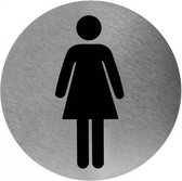 WC bordje - WC pictogram - Toiletbordje - Vrouw - inclusief sterke tape - Zilver/Grijs - materiaal RVS - Mediclinics