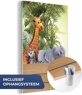 MuchoWow® Glasschilderij 40x60 cm - Schilderij acrylglas - Jungle dieren - Natuur - Planken - Kinderen - Giraffe - Foto op glas - Schilderijen