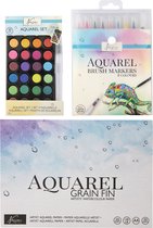 Aquarelblok + brushpennen + Aquarelverf