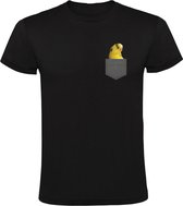 Gele parkiet in borstzakje Heren T-shirt - vogel - bird - schattig - cute - dierenvriend - nieuwsgierig