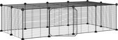 vidaXL - Huisdierenkooi - met - deur - 20 - panelen - 35x35 - cm - staal - zwart