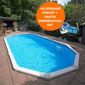 Interline zwembad Century 6,10m x 3,60m ovaal - Metaalwand zwembad - Op- en inbouw - Inclusief filterset (6m3/u)- Inclusief zwembadtrap - Gratis onderhoudsset