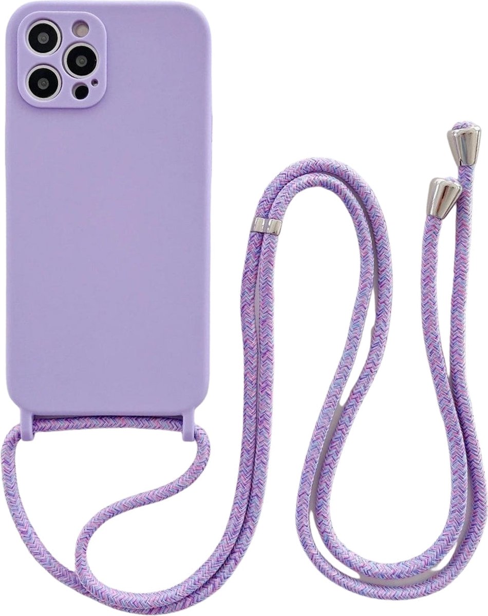 Lila telefoonhoesje + lila koord | iPhone 12 Pro | lilac phone case + long size | crossbody