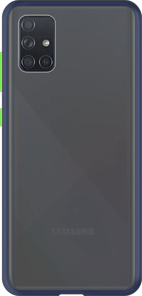 Telefoonglaasje Hoesje Geschikt voor Samsung Galaxy A51 - Kunststof - Blauw Transparant - Beschermhoes - Case - Cover