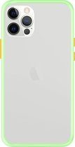 Telefoonglaasje Hoesje Geschikt voor iPhone 12 Pro Max - TPU randen met PVC achterzijde - Lichtgroen/Transparant - Beschermhoes - Case - Cover