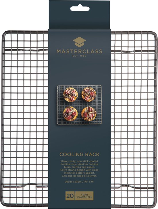 Tala Groot Anti-aanbak Koelrek – Geschikt voor het Afkoelen van Vers Gebak zoals Muffins, Koekjes en Taarten – Ruim Formaat 40 x 25 cm – Zwart