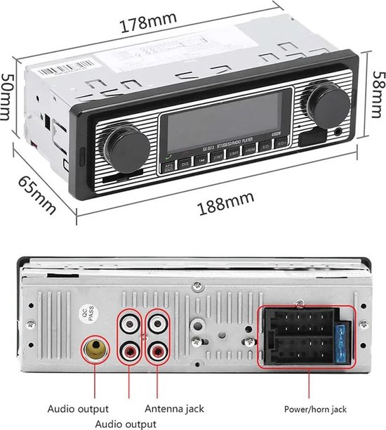 Autoradio 1-Din | Bluetooth et USB | Classique