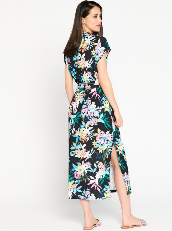LolaLiza Maxi-jurk met tropische print - Black - Maat 42 | bol.com
