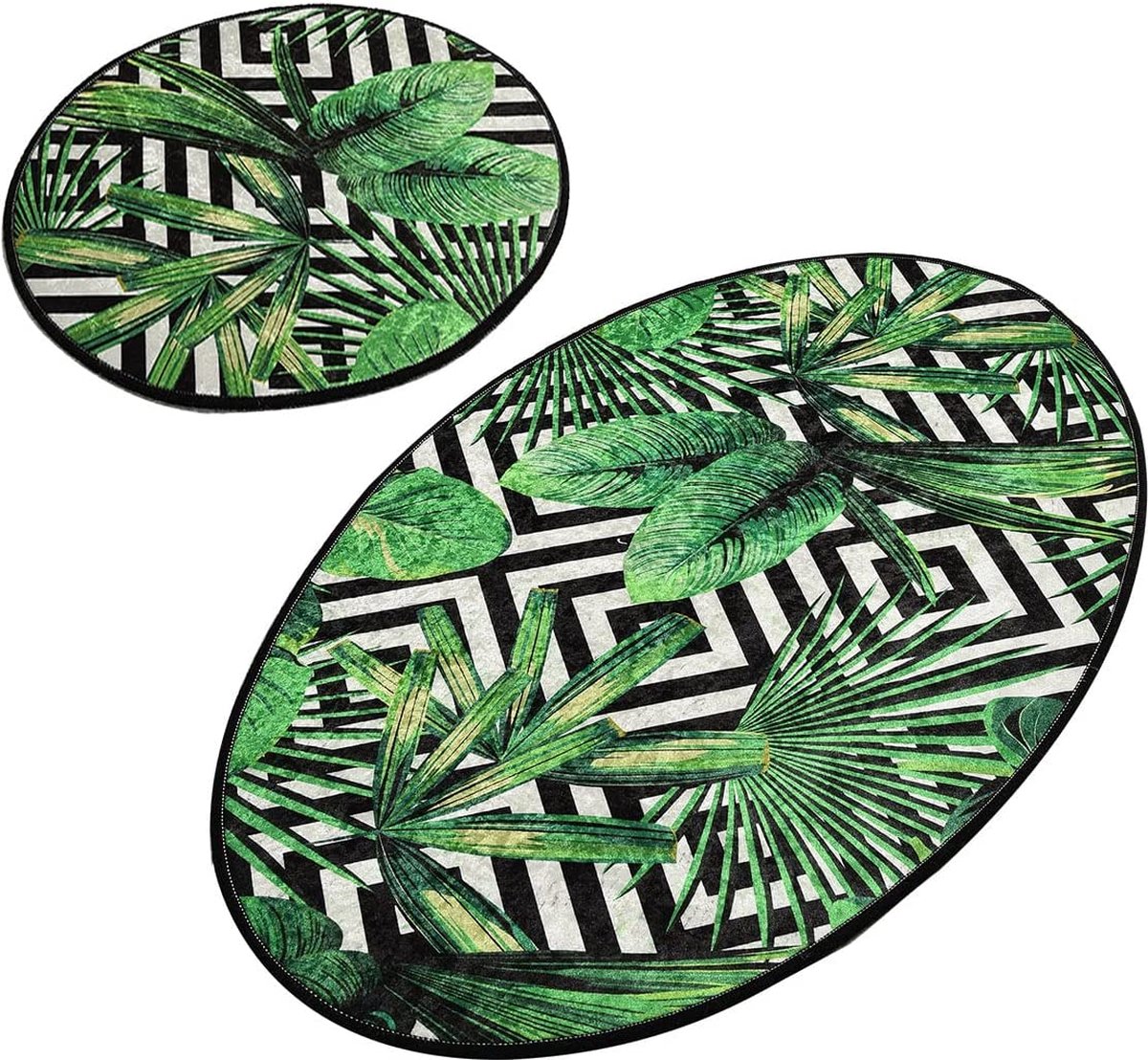 Botanic Badmat, 2-delig, antislip, wasbaar, groen (Tropic, 60 x 100 cm - 50 x 60 cm)