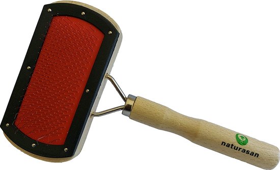 Brosse Pour Peaux D'agneau Et De Mouton - Universelle, Poils Métalliques Souples, Poignée Ergonomique, Noir/rouge