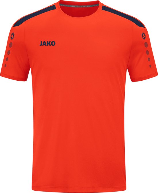 JAKO Shirt Power Korte Mouw Kind Oranje-Marine Maat 152