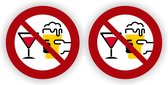 Alcoholische drank niet toegestaan stickers set van 2 stuks