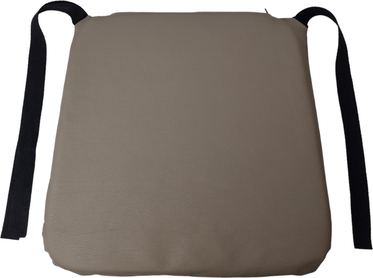 1x Monaco Stoelzit Taupe - lederlook - Taupe - Kunstleder - Stoelkussen - Zitkussen - 43,2cmx40,8cmx4cm