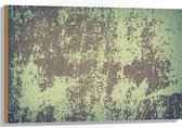 Hout - Bruin met Groene Textuur op Muur - 90x60 cm - 9 mm dik - Foto op Hout (Met Ophangsysteem)