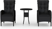 vidaXL - 3-delige - Bistroset - poly - rattan - zwart