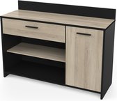 Belfurn - meuble micro-onde largeur 123 cm chêne / noir Aroma