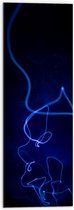 Dibond - Blauwe Lichtstrepen tegen Zwarte Achtergrond (Niet Lichtgevend) - 30x90 cm Foto op Aluminium (Wanddecoratie van metaal)