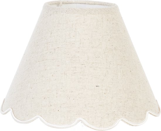 HAES DECO - Lampenkap - Natural Cosy - wit katoen rond - formaat Ø 22x16 cm, voor Fitting E27 - Tafellamp, Hanglamp