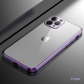 Smartphonica Metallic iPhone 11 Hoesje Met Doorzichtig Achterkant En Extra Camera Bescherming - Paars / TPU / Back Cover geschikt voor Apple iPhone 11