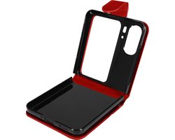Avizar Hoesje Geschikt voor Oppo Find N2 Flip Bookcase Chesterfield Design, Rood