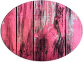 Dibond Ovaal - Roze Geverfde Schutting - 80x60 cm Foto op Ovaal (Met Ophangsysteem)