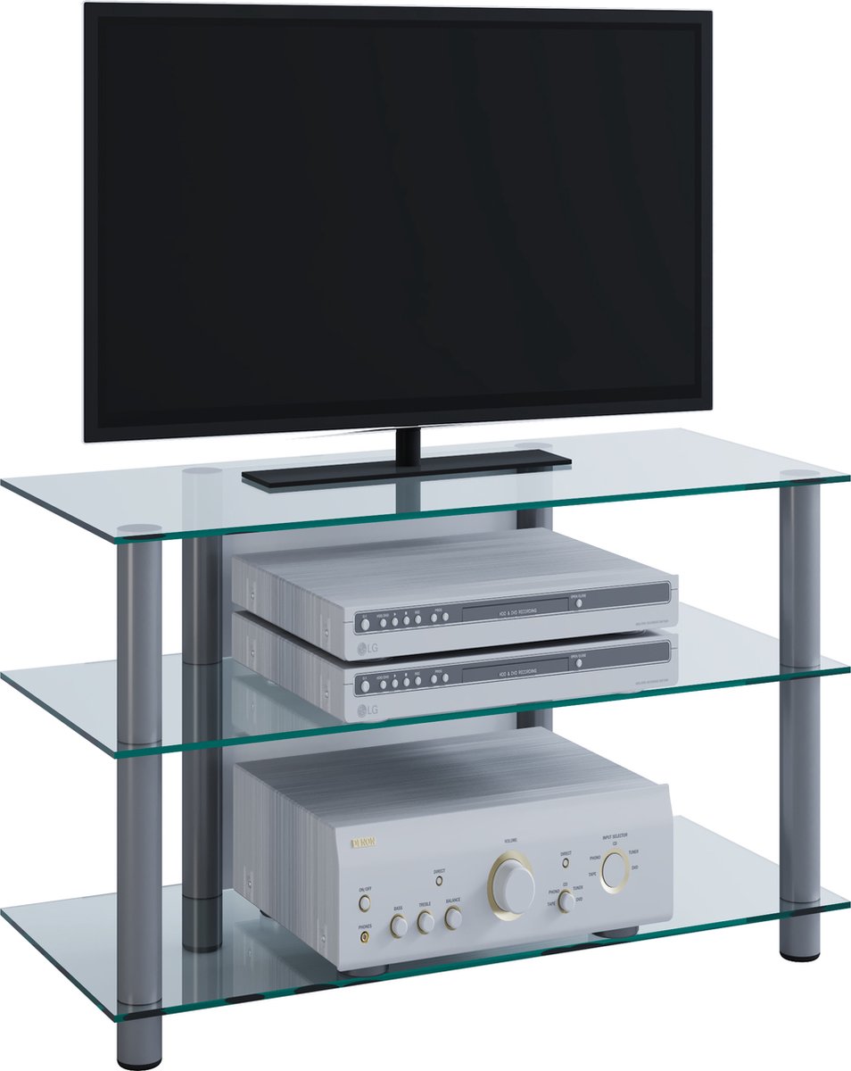 TV meubel dressoir TV meubel TV plank aluminium glazen tafel Sindas