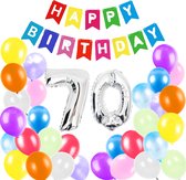 Décoration anniversaire 70 ans - pack complet avec ballons et nombreuses couleurs gaies - guirlande joyeux anniversaire - 30 ballons - guirlande 70 ans et décoration ballon aluminium XXL 70
