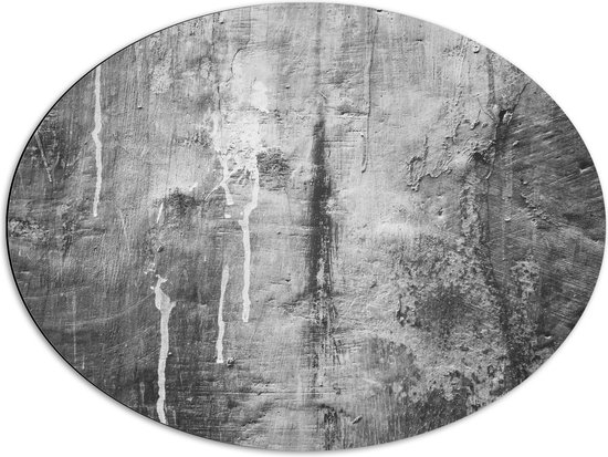 Dibond Ovaal - Textuur in Grijze Muur - 80x60 cm Foto op Ovaal (Met Ophangsysteem)
