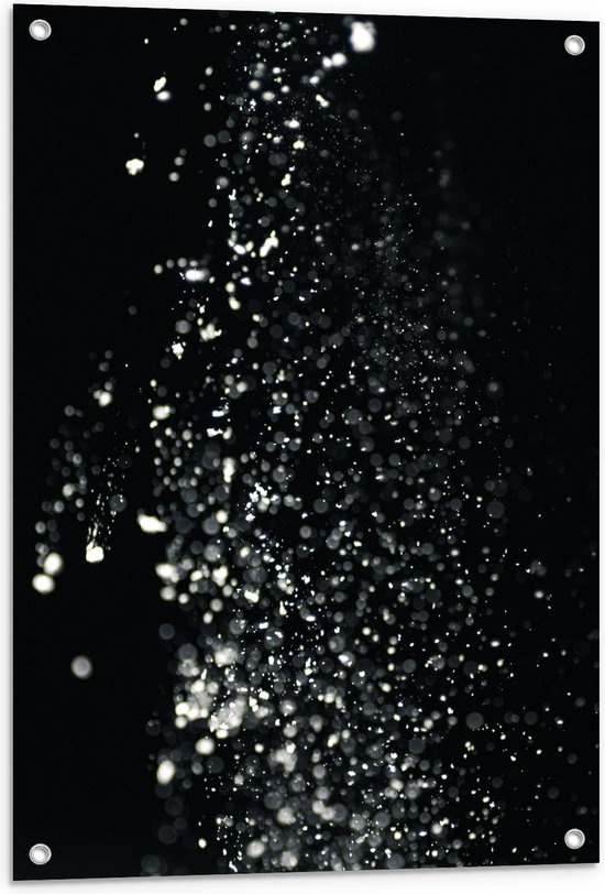Tuinposter – Zwarte Achtergrond Vol Zilver Glitter - 60x90 cm Foto op Tuinposter (wanddecoratie voor buiten en binnen)