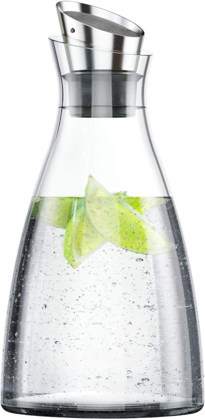 House of Husk Karaf van Glas met Deksel - Waterkan - 1.0 liter - Glas en RVS