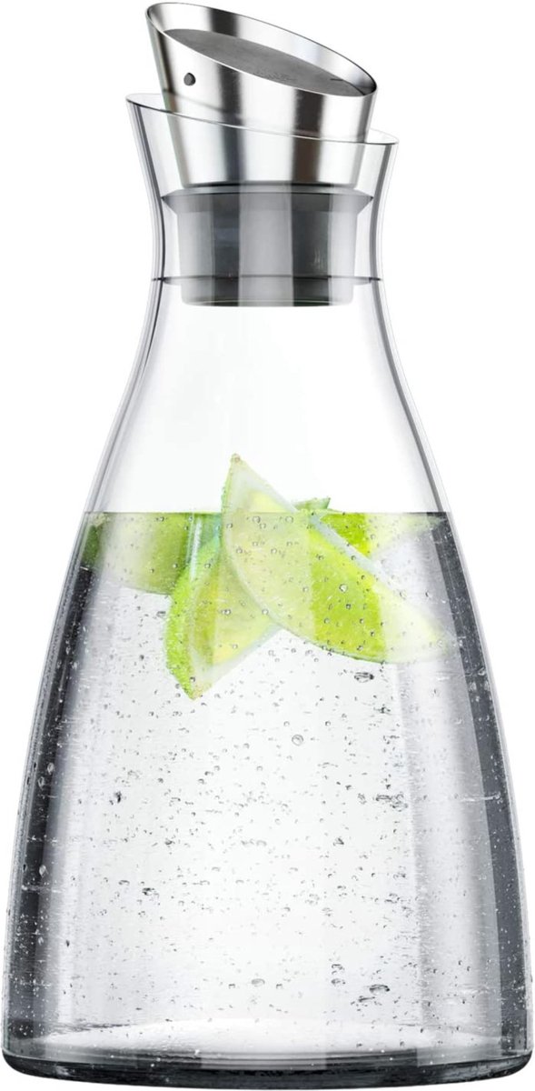 Karaf van Glas met Deksel - Waterkan - 1.0 liter - Glas en RVS