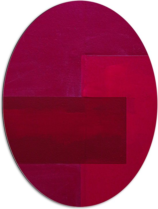 Dibond Ovaal - Roze Vlakken op Schilderij - 60x80 cm Foto op Ovaal (Met Ophangsysteem)
