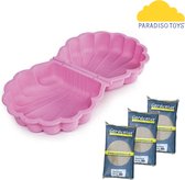 Paradiso - roze zandbak en waterbak - zandbak schelp - met speelzand (60 kilogram) - kunststof