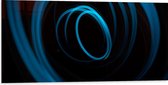 Dibond - Willekeurige Blauwe Cirkels in Donkere Omgeving - 100x50 cm Foto op Aluminium (Met Ophangsysteem)