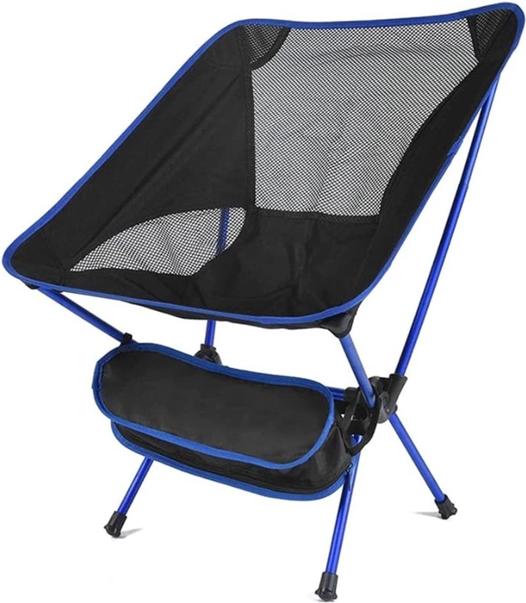 RAMBUX® - Strandstoel - Campingstoel - Donker Blauw - Strand & Camping - Kampeerstoel Compact Opvouwbaar & Lichtgewicht - Vouwstoel met Opbergtas