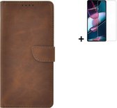 MoDo hoesje voor Nokia G22 - Kunstleer Book Case - Bruin hoesje met screenprotector