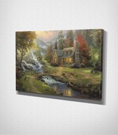 House In The Woods – Painting Canvas - 60 x 40 cm - Schilderij - Canvas - Slaapkamer - Wanddecoratie  - Slaapkamer - Foto op canvas